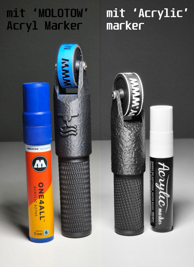 3D-gedruckter Schriftroller - Eigenentwicklung passend für Molotow Acrylmarker