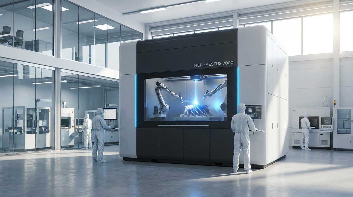 Industrieller 3D-Drucker für Metall und Hochleistungspolymere in einer modernen Fabrik