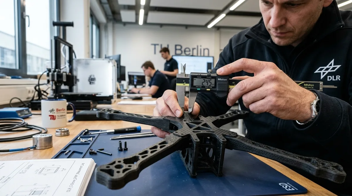 Ingenieur in Berlin vermisst 3D-gedruckten Drohnenrahmen mit digitalem Messschieber